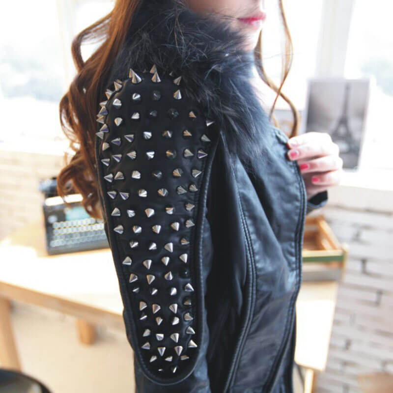 Rivet Shoulder Pad Moto Jacket