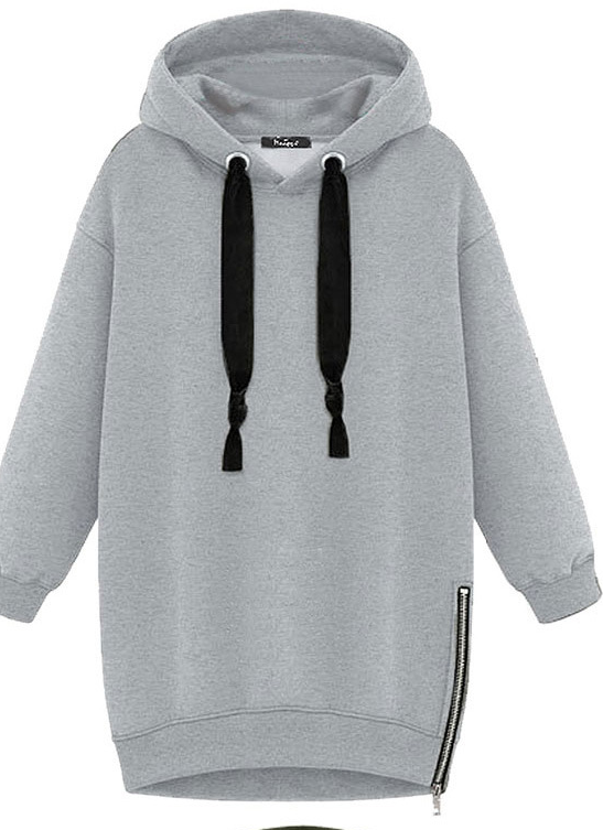 Solid Zipper Pullover Loose Short Hoodie - May Your Fashion - 4