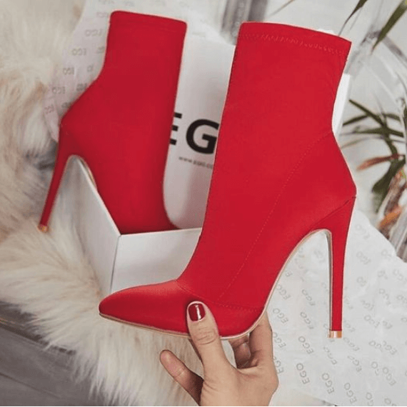 High Heel Suede Pointed Toe Sock Calf Boots