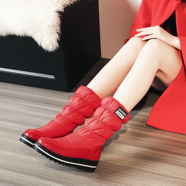 Winter Platform Flat Round Toe Mid Calf Boots