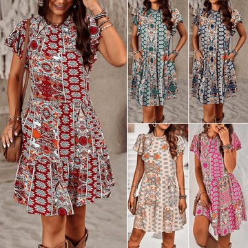 Feifei Sleeve A-line Bohemian Vacation Dress