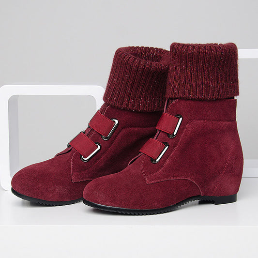 Winter Flat Kniting Round Toe Short Boots