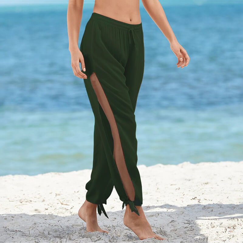Sexy Loose Beach Elastic Waist Split Pants