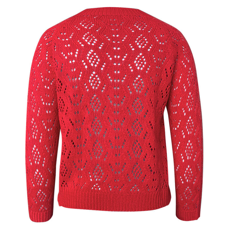 Solid Hollow Out Cardigan