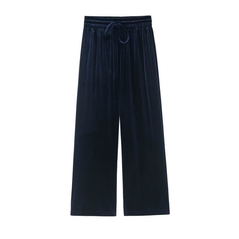 Wide Leg  pleuche  Ankle Length Straight Pants