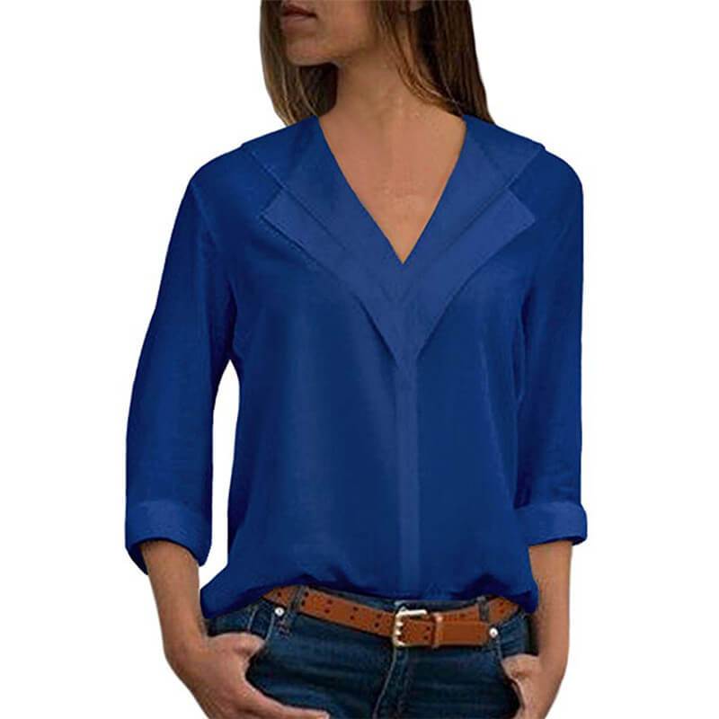 3/4 Sleeve V-neck Loose Blouse