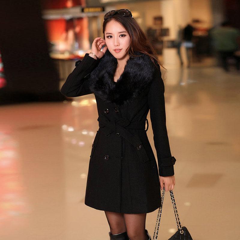 Double Breasted Shearling Wool Coat