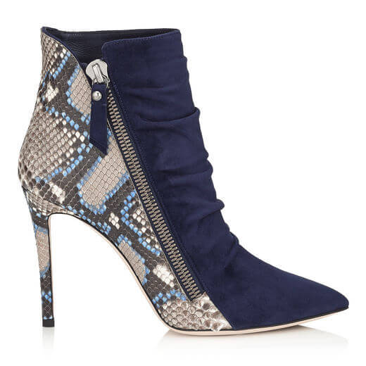 High Heel Suede Print Pointed Toe Ankle Boots