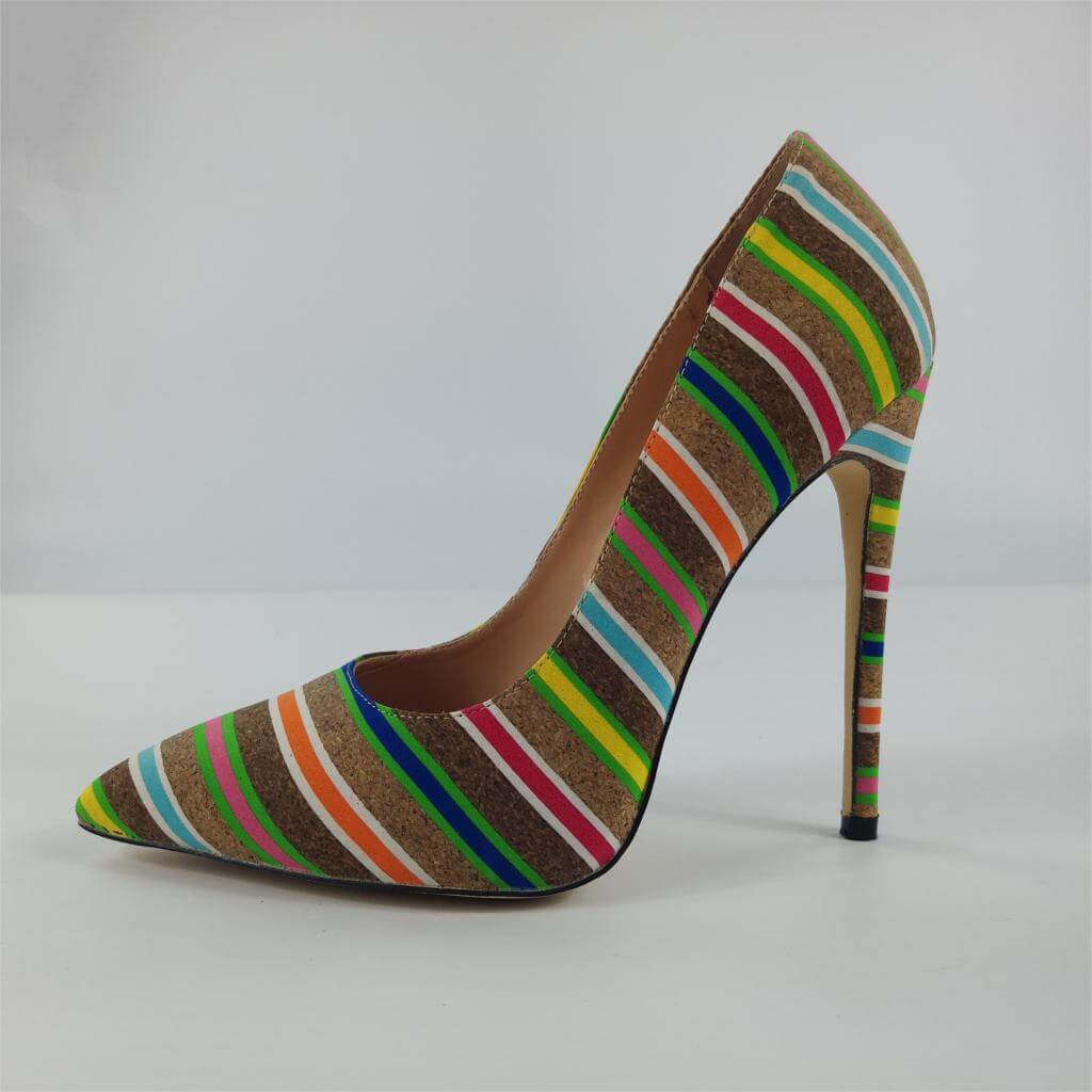 Casual Stripes Color Block Pointed Toe Stiletto Heel Pumps