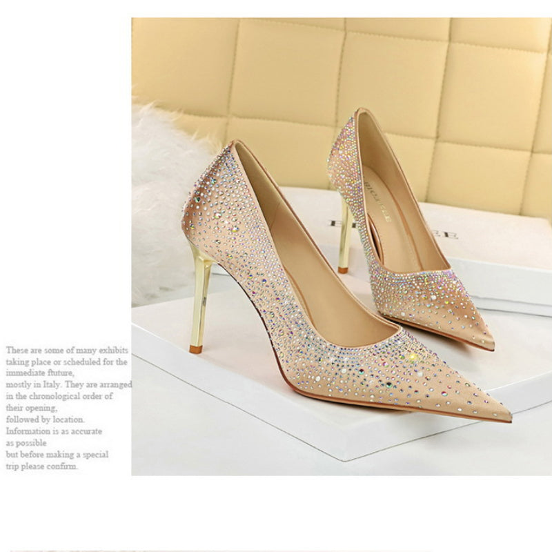 Exquisite Western-style Seductive Satin Diamond-Embellished Women's Party Shoe