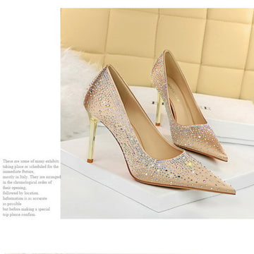Exquisite Western-style Seductive Satin Diamond-Embellished Women's Party Shoe