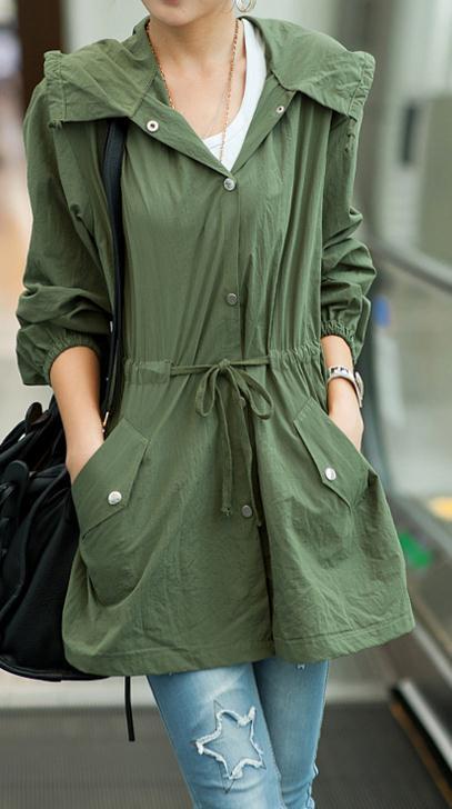 Skull Embroidered Hooded Belt Long Sleeves Mid-length Coat - Meet Yours Fashion - 1
