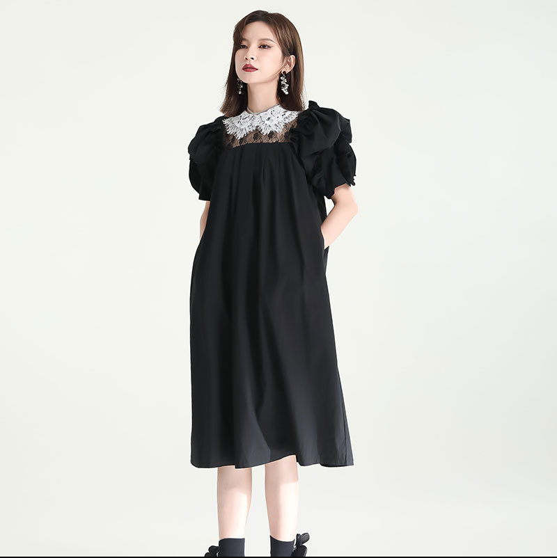Summer French Reigning LilyHolly Print Elegant Floor Length Dress