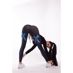Bowknot Print High Waist Patchwork Slim Elastic Leggings Yoga Sports Pants