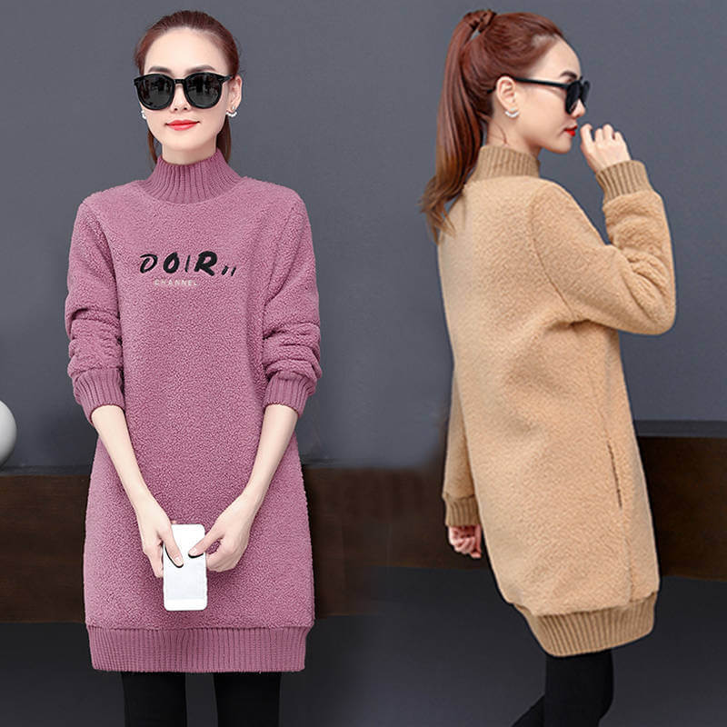 Pullover Crew Neck Letter Print Teddy Sweatshirts