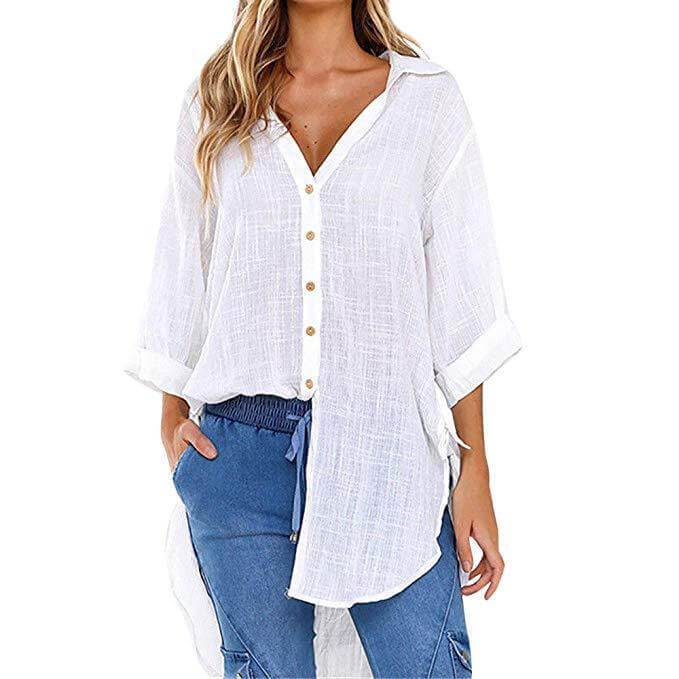 3/4 Sleeve Loose V-neck T-shirt