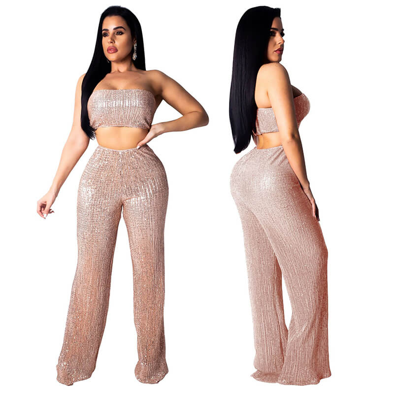 Strapless Crop Top Pencil Pants Set
