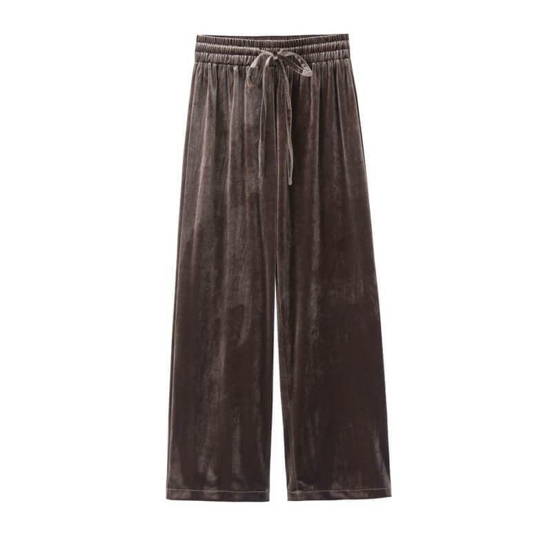 Wide Leg  pleuche  Ankle Length Straight Pants