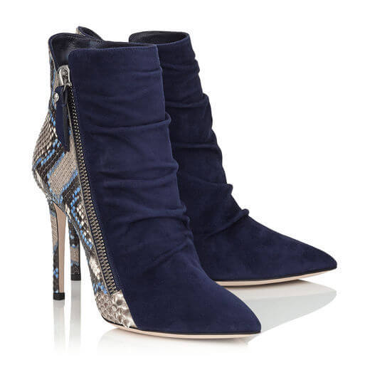 High Heel Suede Print Pointed Toe Ankle Boots