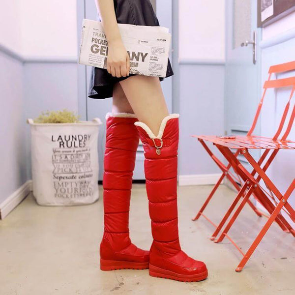 Platform Flat Round Toe Over Knee Snow Boots