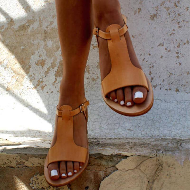 Roma Open Toe Strap Yellow Flat Sandal