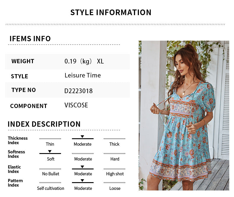 Bohemian Printed Resort Style Summer Dress