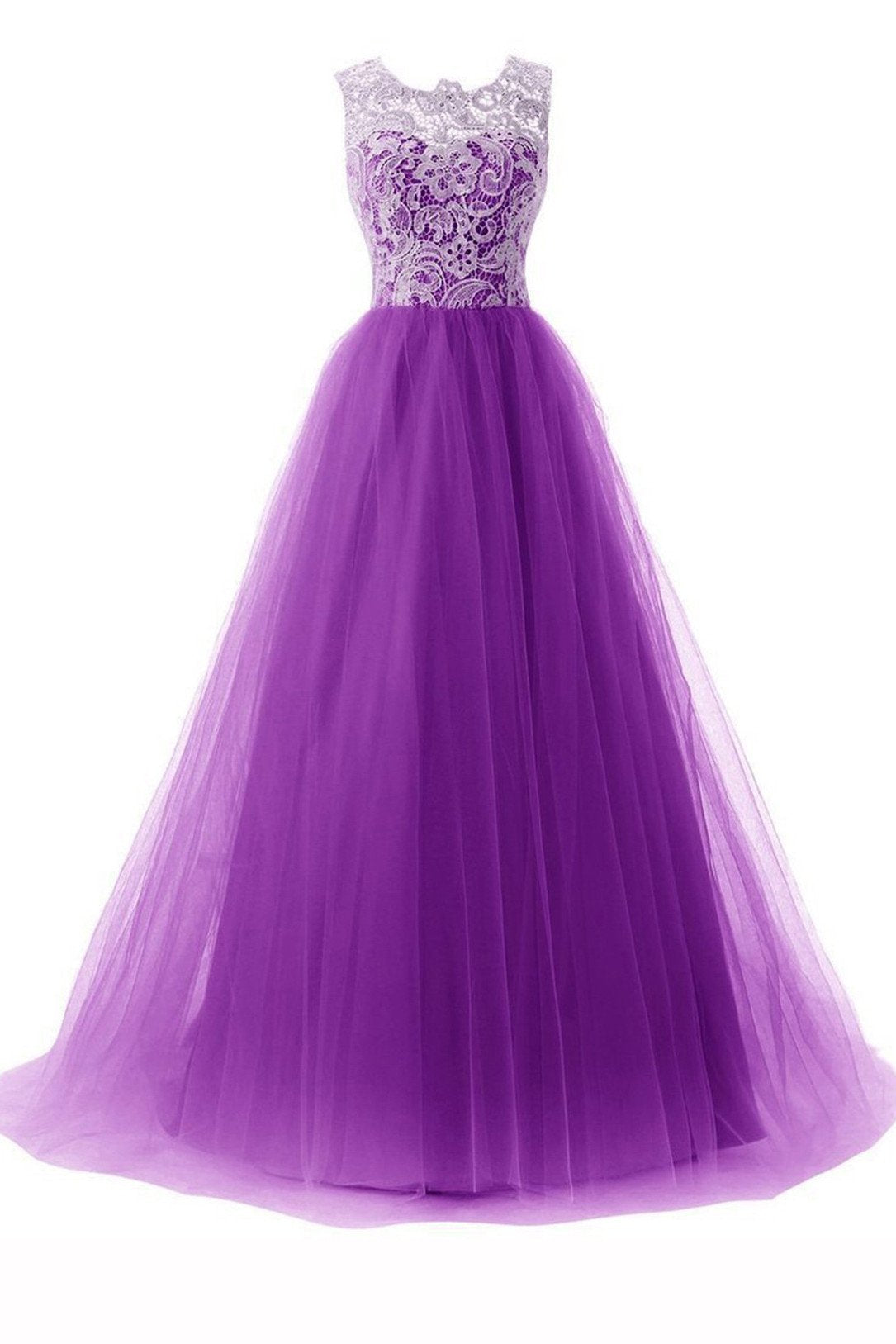 Pure Color Lace Puff Long Dress