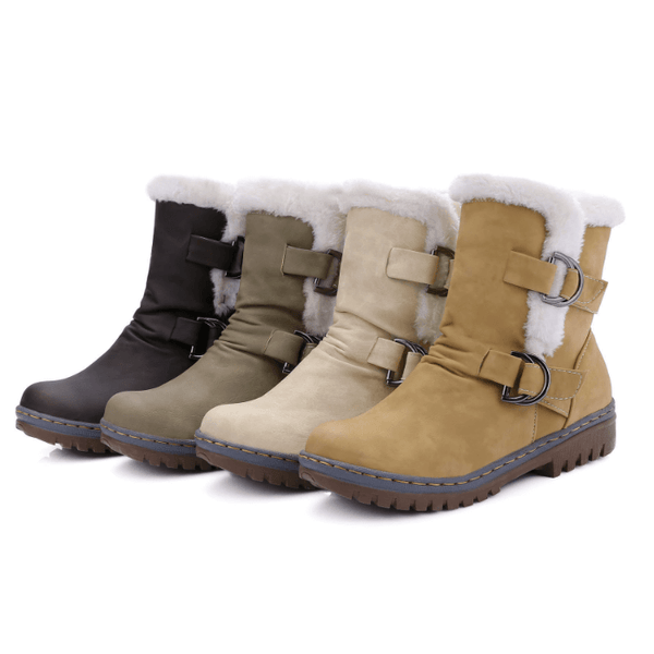 Low Chunky Heel Buckle Calf Boots
