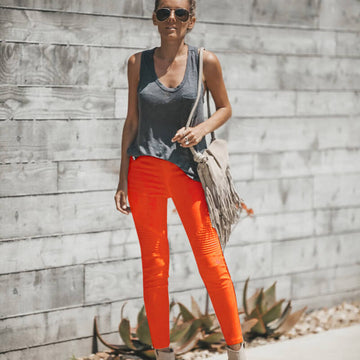 Sexy High Waist Stretch Bright Color Skinny Pants