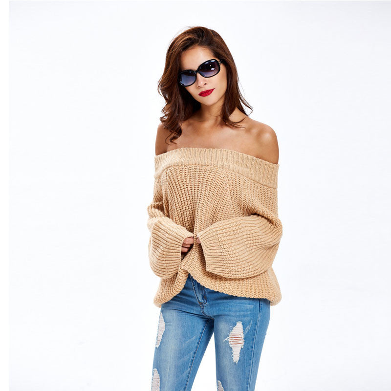 Simple Off Shoulder Pullover Sweater
