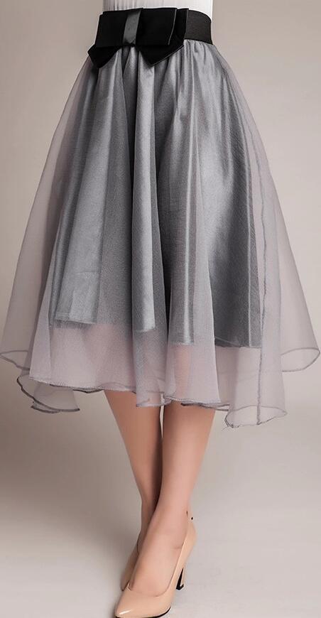 Sweet Bowknot Multi-layer A-line Pleated Tulle Skirt