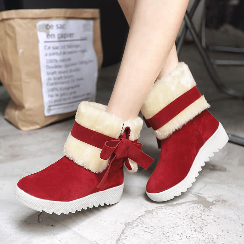 Mid Calf Winter Ankle Round Toe Boots