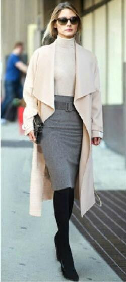 Fashion Belt Buckle Pure Color Cotton Pencil Skirt