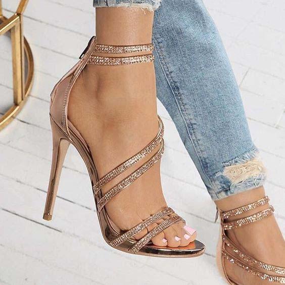 Rhinestone High Heel Sparkle Sandals