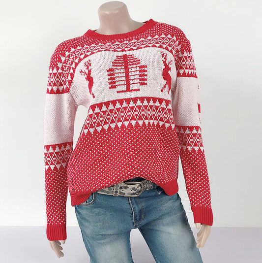 Jacquard Knit Christmas Reindeer Sweater