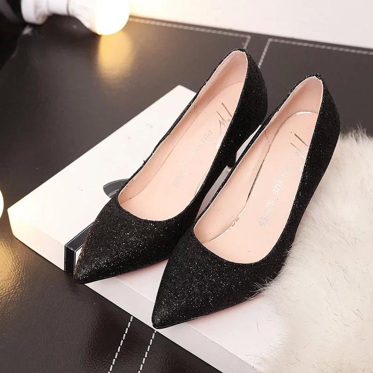 PU Stiletto Heel Pointed Toe Shinning Sandals