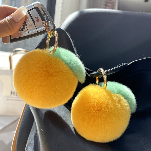 Plush Small Sweet Orange Car Keychain Simple Accessory