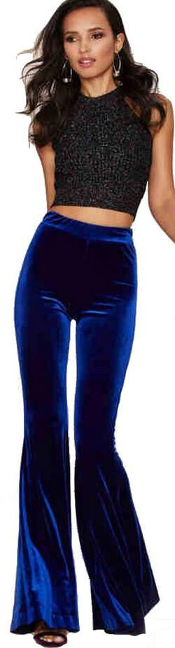 Fashion High Waist Velvet Women's Long Bell Pants