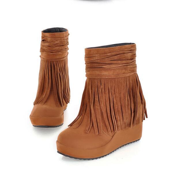 Tassel High-Heeled Women Ankle Boots Shoes