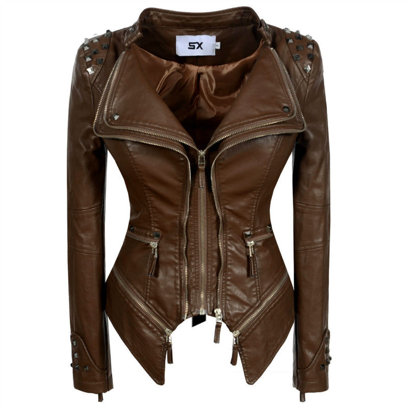 Lapel Rivet Studded Moto Jacket