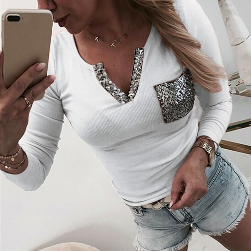 Bright V-neck Slim Regular T-shirt