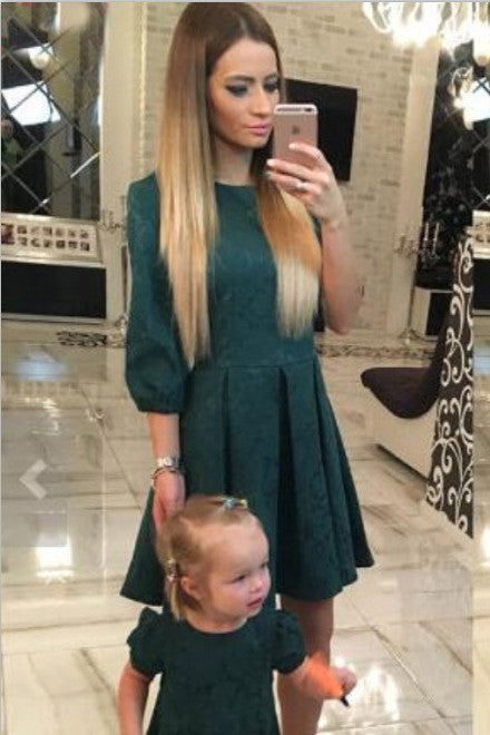 Pure-Color-Casual-Scoop-Half-Sleeves-Short-Dress