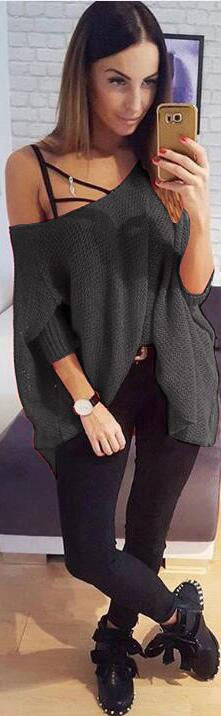 Sexy Loose Knit Off Shoulder Short Sweater Dress