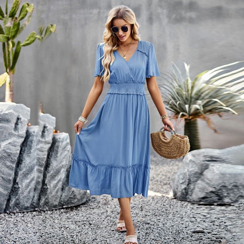 Sensual V-neck Styled Cross-legged Split Corset Dress