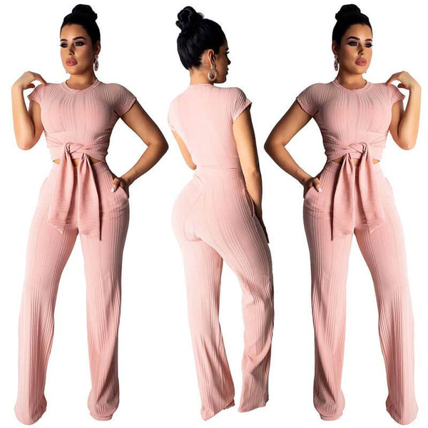Straps Crop Top High Waist Pencil Pants Set