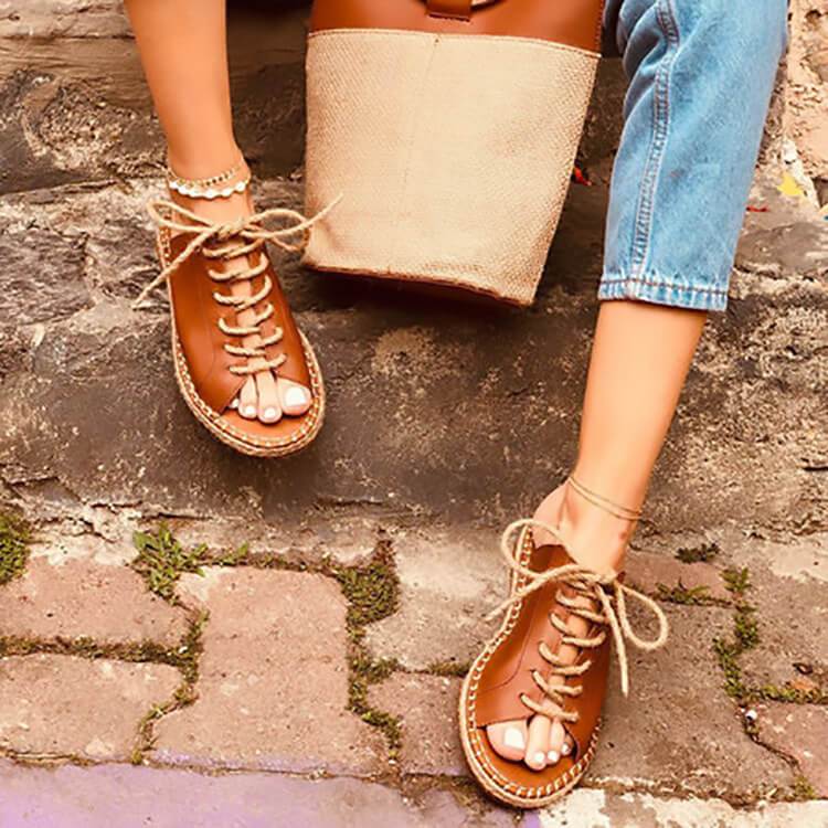 Flat Leatherr Open Toe Walking Sandals