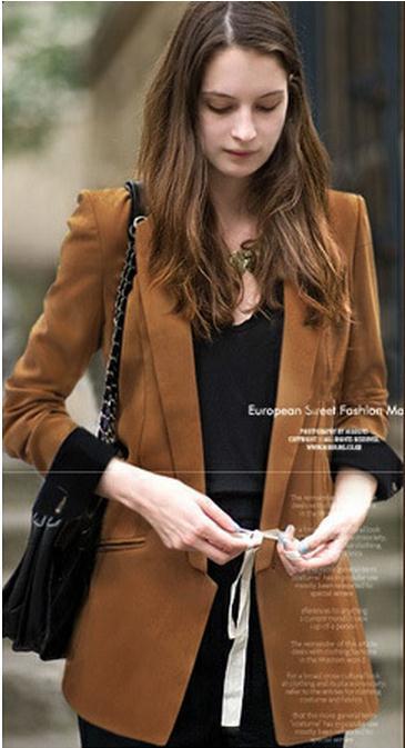 Deep V-neck Long Sleeves Brief Slim Blazer Coat - Meet Yours Fashion - 1