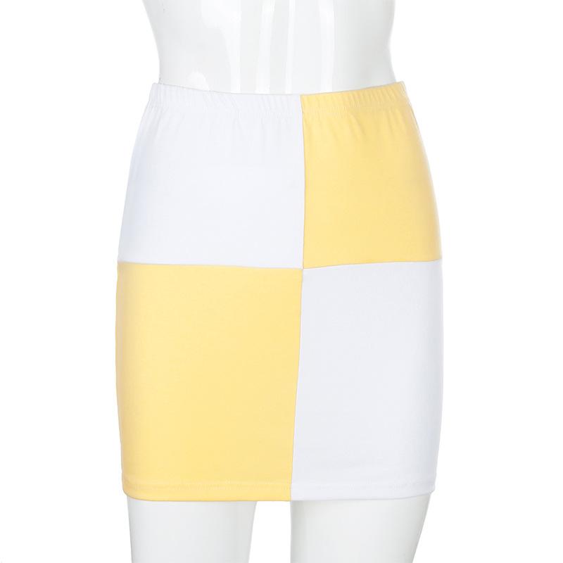 Party Color Block High Waist Bandage Two Pieces Set