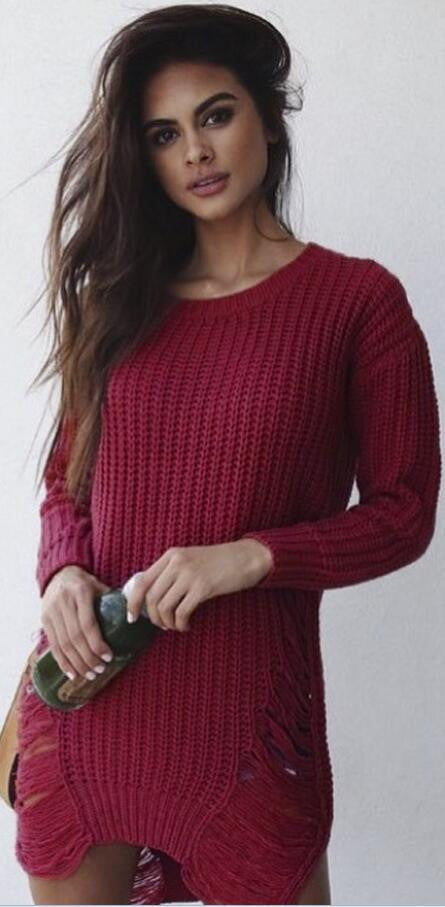 Leisure Hollow-Out Round Neck Sweater