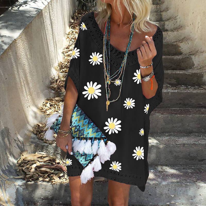 Floral Pullover Loose T Shirt Dress